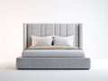 Letto matrimoniale - Legno-Tessuto - 210x180x130 cm - Grigio chiaro - Stile moderno imbottito