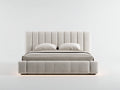 Letto matrimoniale - Legno-Tessuto - 210x180x135 cm - Beige - Stile moderno imbottito