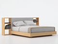 Letto matrimoniale - Legno-Tessuto - 215x240x125 cm - Marrone chiaro-Grigio chiaro - Stile moderno con vani laterali