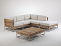 Divani da esterno-Legno-Metallo-Tessuto-245 x 245 x 80 cm-Naturale-Bianco-Argento-Stile contemporaneo