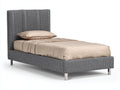 Letto singolo - Tessuto - 210x100x105 cm - Grigio scuro - Stile moderno imbottito