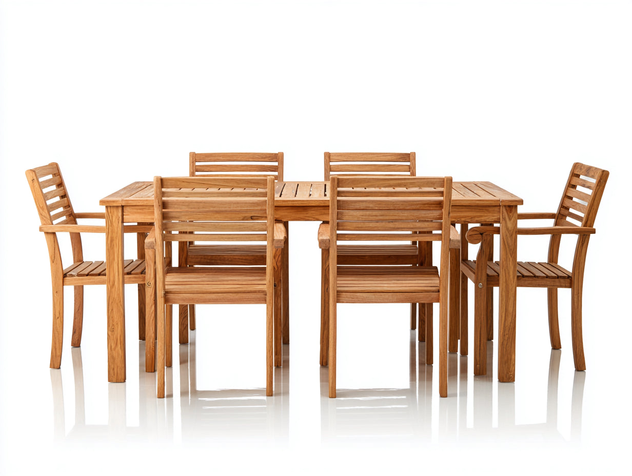Set da pranzo da esterno-Legno-180 x 90 x 75 cm-Naturale-Stile classico