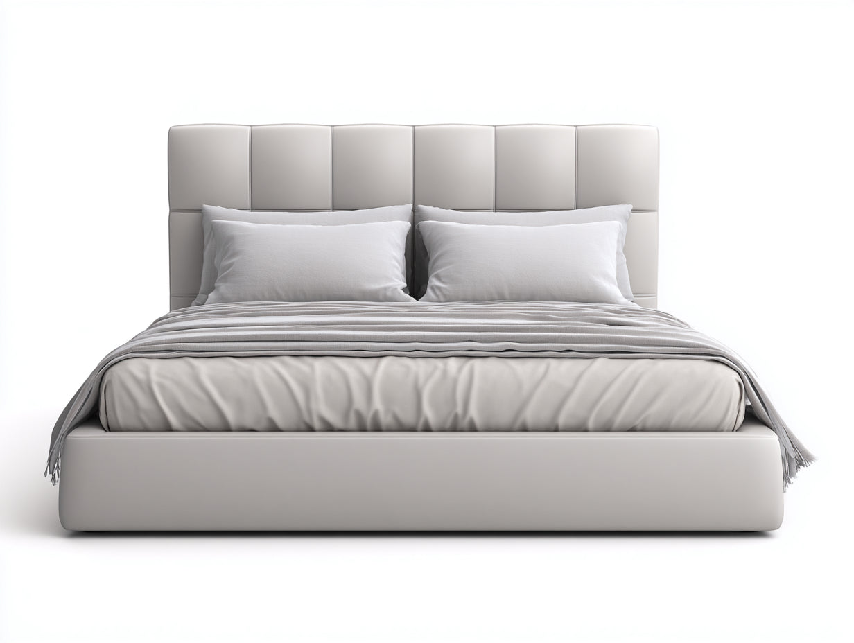 Letto matrimoniale - Legno-Tessuto - 210x180x125 cm - Grigio chiaro - Stile moderno imbottito