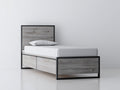 Letto singolo - Legno Metallo - 210x100x95 cm - Effetto legno naturale Nero - Stile moderno