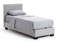 Letto singolo - Tessuto - 210x100x105 cm - Grigio chiaro - Stile moderno imbottito