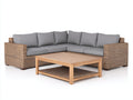 Divani da esterno-Rattan-Tessuto-Legno-250 x 250 x 82 cm-Naturale-Grigio-Stile contemporaneo