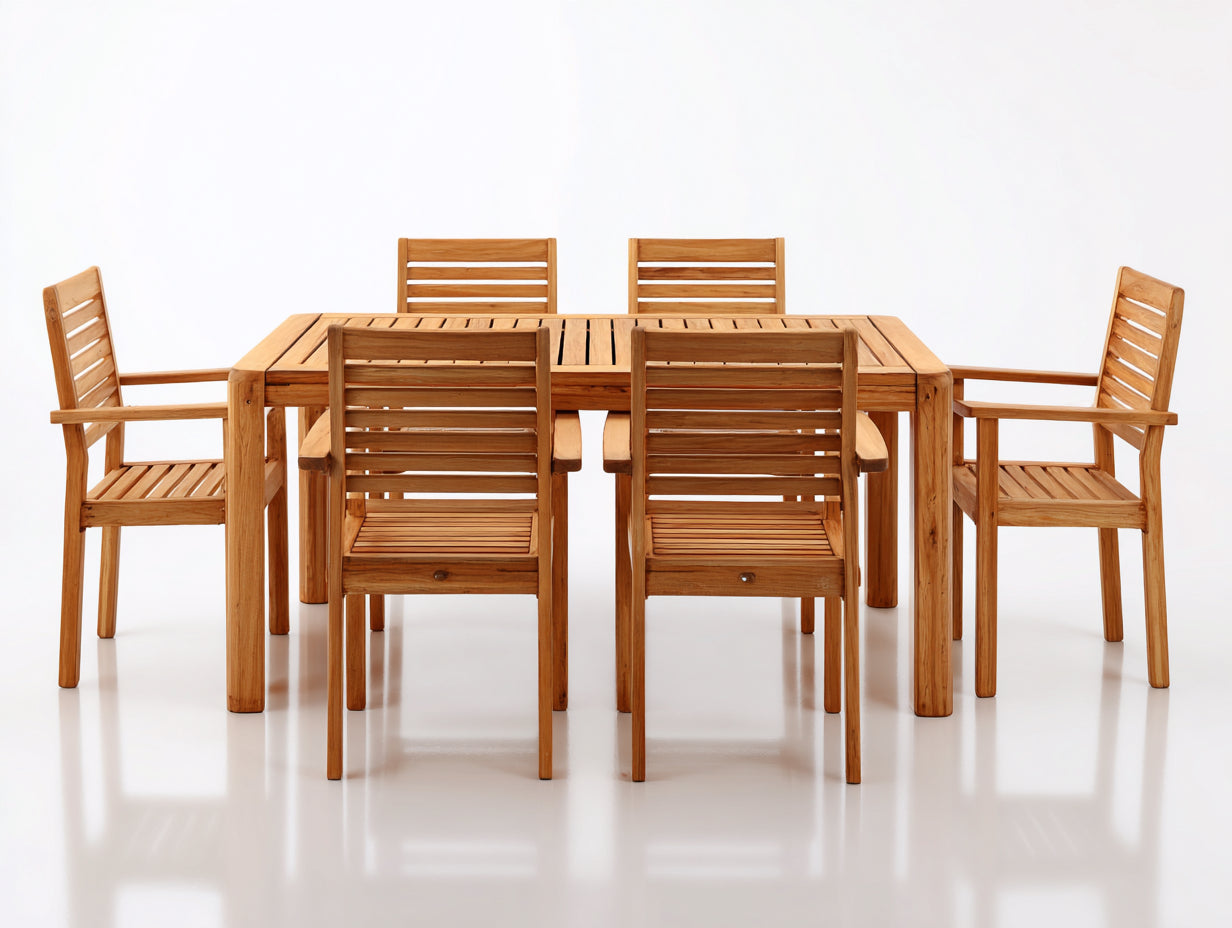 Set da pranzo da esterno-Legno-182 x 92 x 75 cm-Naturale-Stile classico
