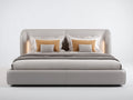 Letto matrimoniale - Legno-Tessuto - 210x180x130 cm - Grigio - Stile moderno imbottito