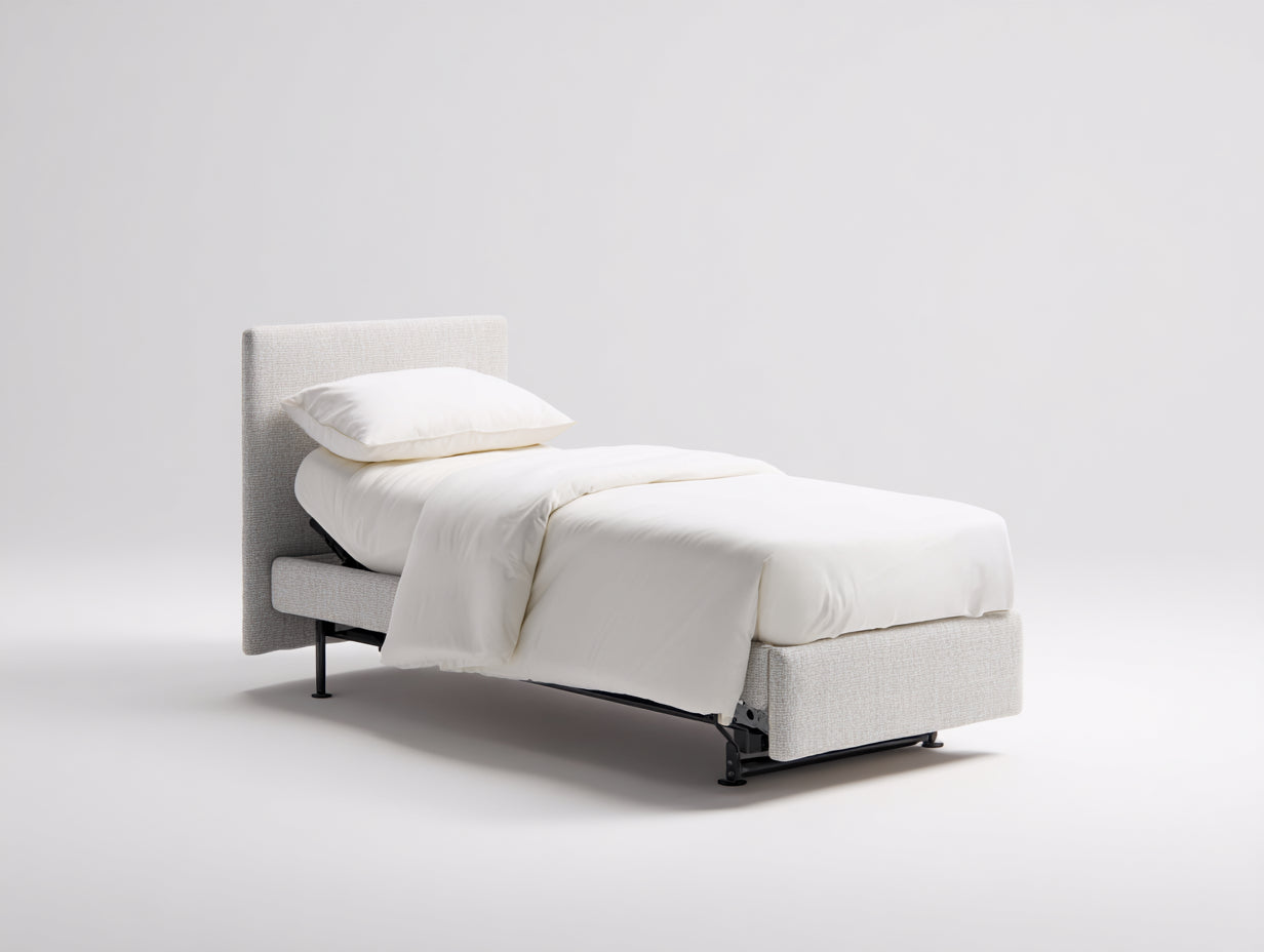Letto singolo - Tessuto - 210x100x110 cm - Grigio chiaro - Stile moderno regolabile
