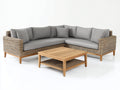 Divani da esterno-Rattan sintetico-Tessuto-Legno-275 x 210 x 82 cm-Naturale-Grigio-Stile contemporaneo