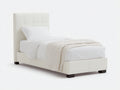 Letto singolo - Pelle sintetica - 210x100x110 cm - Bianco crema - Stile moderno imbottito
