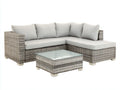 Divani da esterno-Rattan sintetico-Tessuto-Vetro-238 x 168 x 80 cm-Grigio tortora-Grigio chiaro-Trasparente-Stile moderno