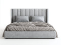 Letto matrimoniale - Legno-Tessuto - 210x180x130 cm - Grigio chiaro - Stile contemporaneo imbottito