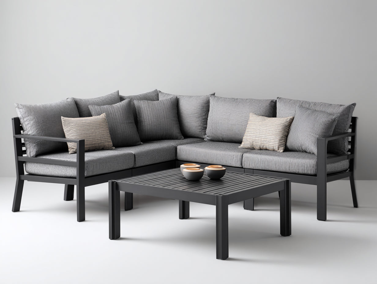 Divani da esterno-Alluminio-Tessuto-242 x 242 x 78 cm-Grigio-Antracite-Stile moderno