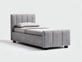 Letto singolo - Tessuto - 210x100x105 cm - Grigio - Stile moderno imbottito